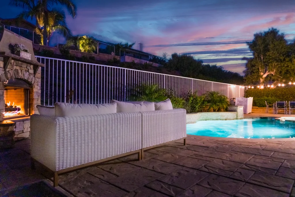 California backyard with a patio, deck and pool